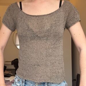 Women's Knit Short-Sleeve Tee in Dark Gray